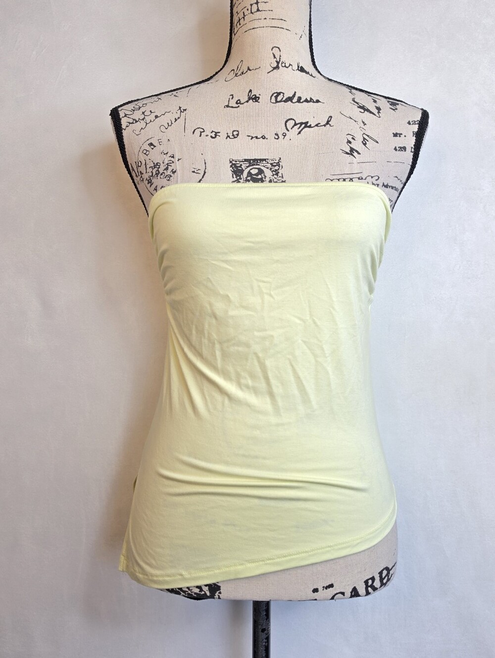 Threaded Rose Strapless Buyter Yellow Tube Top Sz L Nwt